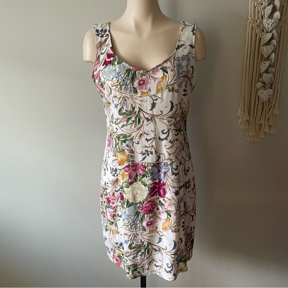 Papillon Vancouver Floral Mini Dress Vneck Cottagecore Garden Party 100% Cotton